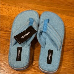Express Kids Light Blue Plush Flip Flops